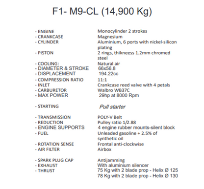 Minari F1 200 Direct Drive - Paramotor Engine 14.9kg